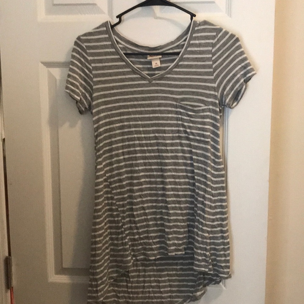 High low striped shirt